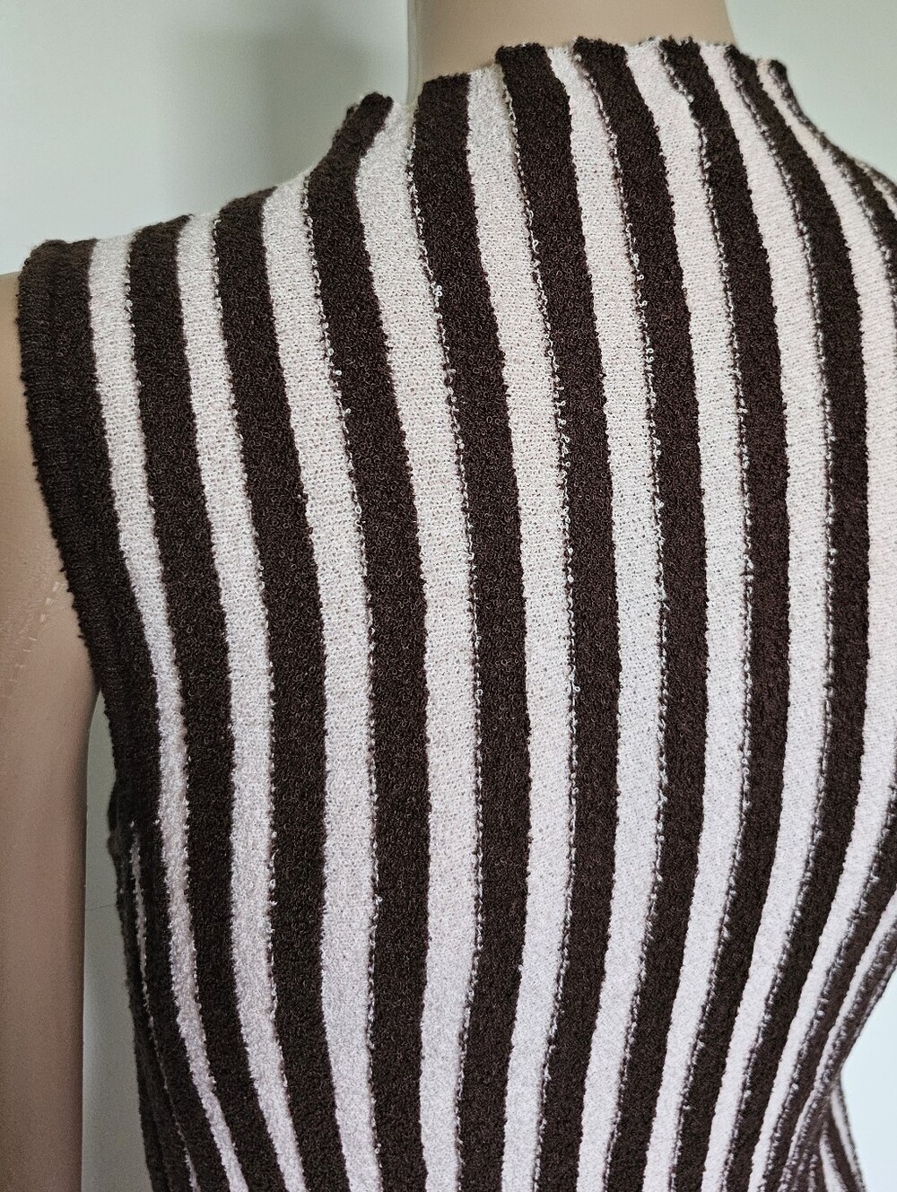 New Zara Striped Textured High Neck Sleeveless Knit Top - Picture 10 of 12